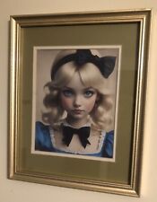Alice In Wonderland Orginal Art Print 8.5x15.5” Matted Vintage Style Gold Frame picture