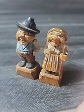 Vintage Hand Carved Wood Man & Women Figurine Miniature ANRI Italy Folk Art picture