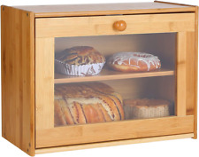 Extra Large Bread Box ，Bamboo Bread Boxes with Clear Window，Bread Storage Bin,Br picture