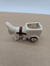 Vintage Ceramic Small Donkey Pulling Basket Cart picture