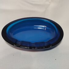 VINTAGE COBALT BLUE CIGAR ASHTRAY VERY HEAVY GLASS 7
