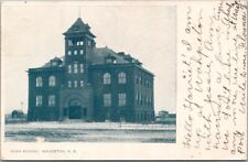 WAHPETON, North Dakota Postcard HIGH SCHOOL Building / Street View / 1907 Cancel picture