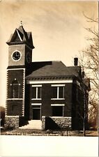 CITY HALL real photo postcard rppc WALLINGFORD VERMONT VT clock ~rare card picture
