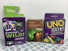 Lot of 3 Family Card Games UNO Flip + Funko Disney Something Wild + Nat Geo Deck picture