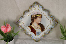 Antique french limoges marked porcelain portrait lady 1898 plate hand paint  picture