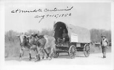 RPPC Mendota Illinois 1958 Centennial Sullivan Ox Team Covered Wagon Postcard picture