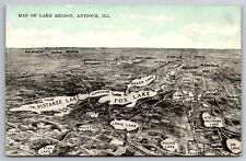 Map Of The Lake Region Pistakee Fox Long Grass Antioch Ill C1910's Postcard R16 picture