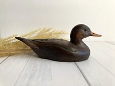 Vintage JC  Higgins J.C. Wood Duck Figurine 6 Inches Beak to Tail Small Decoy picture