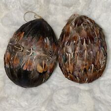 2 VTG Pheasant Feathered Christmas Woodland Ornament Authentic LOCAL Pick Up picture