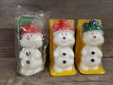 3 Vintage Suni Candles Wax Christmas Mr Snowman Candles Decoration 5