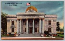 Reno Nevada Washoe County Court House Building Streetview Linen Postcard picture