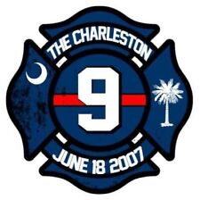 2 Inch 3M-Reflective The Charleston 9 Nine Fire Department Maltese Cross Sticker picture