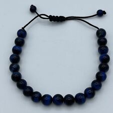 Adjustable Bead Bracelet 8mm Blue Veins Stone Third Eye Gemstone Women Men NWOT picture
