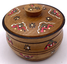 Minature Bowl with Lid - Wooden  - Hand Painted picture