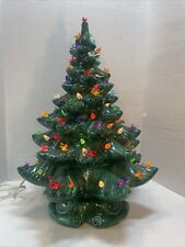 Vintage Ceramic Light Up Christmas Tree Green 19” Including scroll design base picture