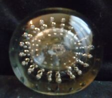 Vintage Clear Hand Blown Glass Controlled Bubbles Paperweight picture