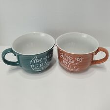 Souper Mug Coffee Soup Bowl Ceramic Amazing Grace Give Us This Day Sayings Gift picture