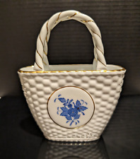 HEREND HANDPAINTED 24K GOLD ACCENTED PORCELAIN BASKET picture