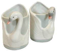 Vintage Porcelain Swan Candle Holders Made in Japan Set of 2 Elegant Design picture