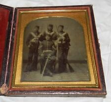 Vintage Tintype Group Photograph of 4 Soldiers, Civil War or Indian Wars or Othe picture