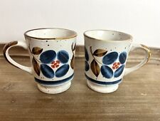 Vintage Pair of Casualstone Korea Mugs JMP Floral Design Ceramic Mugs Cups Drink picture