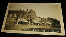 RPPC - Business Block on Main Street, Wells Minnesota Vintage Postcard picture