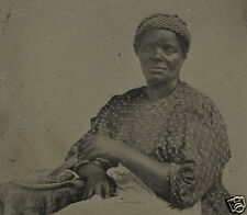 SCARCE RARE SLAVERY ERA AFRICAN AMERICAN LADY APPLE PIE COOK TINTYPE FINE PHOTO picture