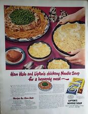 Lot of 2 Vintage 1946 Lipton's Noodle Soup Print Ads Ephemera Art Decor  picture