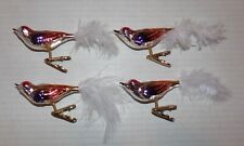 4 Vintage Mercury Glass Clip On BIRD Ornament ~ Made in GERMANY w/ Stickers picture