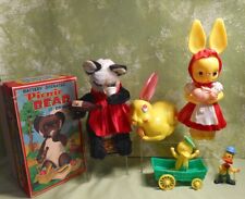 LOT of Vintage 1950's Toys - Easter Hard Plastic and Japan Battery Opp Bear picture