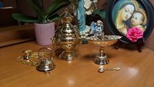 Brass Thurible, Boat, and Spoon Set picture