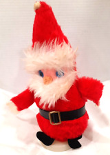 Old VTG Turning Musical PLUSH SANTA CLAUS w Cloth Felt Face Jingle Bells VIDEO picture