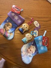 Hallmark Itty Bittys Disney Frozen Elsa +Anna Ornaments Set Of 2 NEW + Stockings picture