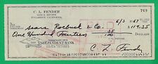 Leo Fender Signed 1967 Business Check Made To 