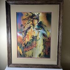 Large native american watercolor painting signed 3/100 JoanieAnderson 40”x33” picture