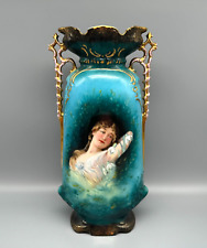 Antique Victoria Carlsbad Austria Porcelain Vase Blue 13
