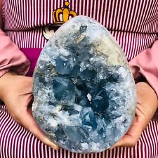 7.48LB  Natural Beautiful Blue Celestite Crysta Geode Cave Mineral Specim picture