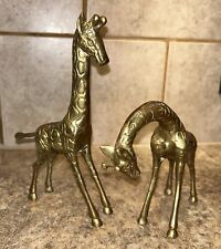 Brass Giraffe Set Of 2 Vintage  Figurines Statues picture