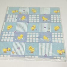 Vintage Baby Gift Wrap Blue Yellow Anthropomorphic Chicks Baby Shower NOS picture