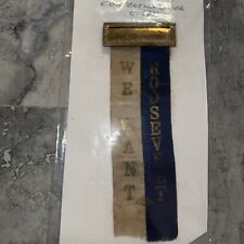 Democratic National Convention 1936 Badge & Ribbon We want Roosevelt Vintage picture