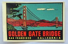 Vintage Original GOLDEN GATE BRIDGE Travel Souvenir Decal Lindgren-Turner Co. picture