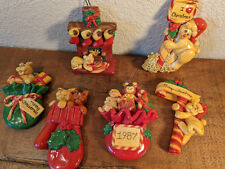 SET 6 Vintage Caliope Christmas Bread Dough ORNAMENTS 1985-1987 HANDMADE picture