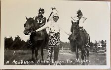 RPPC Native Americans on Horses Longville Minnesota Real Photo Postcard c1940 picture