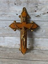 Vintage Butterscotch Bakelite Crucifix w Gold Tone Jesus  picture