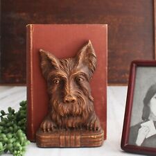 Vintage Faux Wood Carved Scottish Terrier Bookend. picture