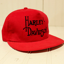 Vintage Harley Davidson Hat Genuine Red Corduroy Cool NOS Retro picture