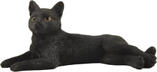 3 Inch black Cat Laying Hand Painted Mini Figurine Statue Sculpture  *NEW picture