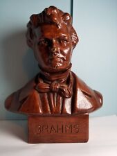 Vintage Antique Johannes BRAHMS Wood Statue Bust w Made In Italy N.6 Label picture