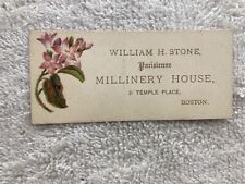 1890s 1900s 1910s William H Stone Parisienne Millinery House Boston Calling Card picture