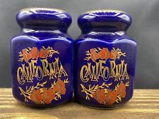VINTAGE Cobalt Blue & Gold California Bell Set Salt & Pepper Shakers Japan  2.5